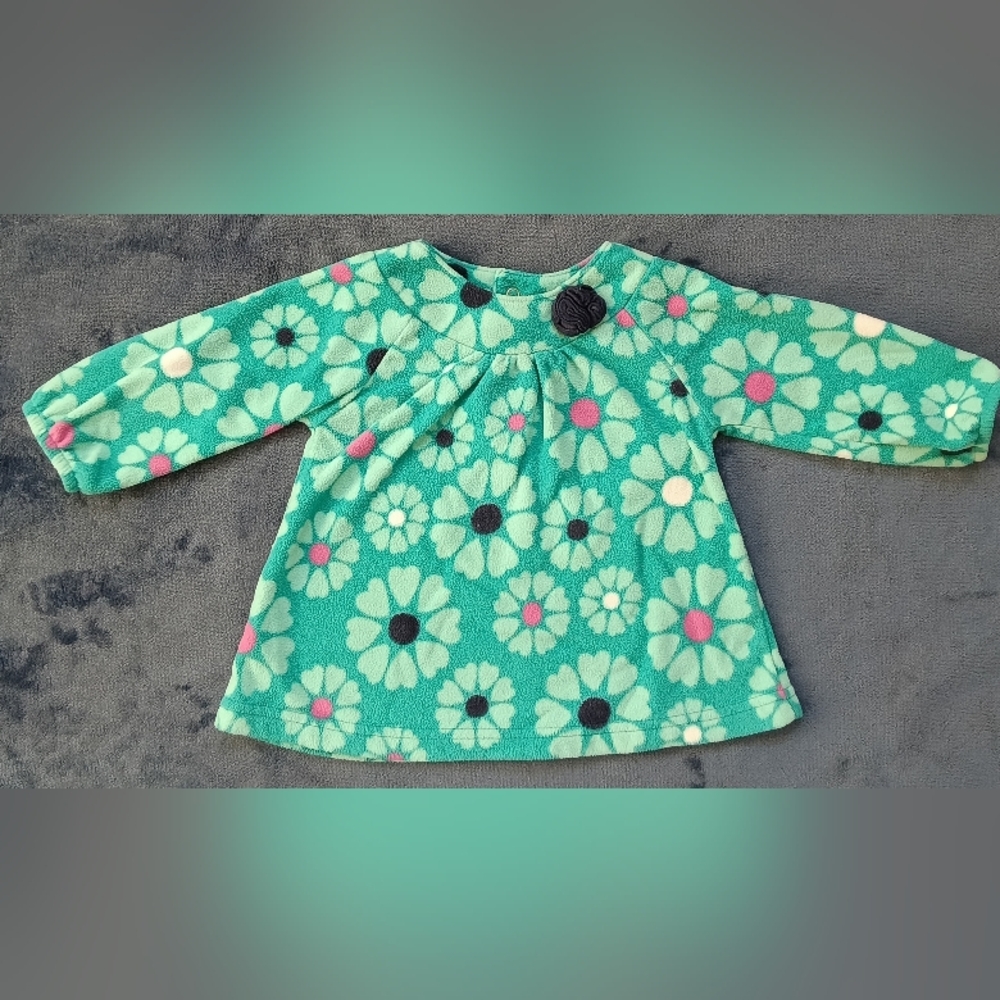 Child of Mine By Carter's Green Floral Hearts Fleece Tunic 6-9M
